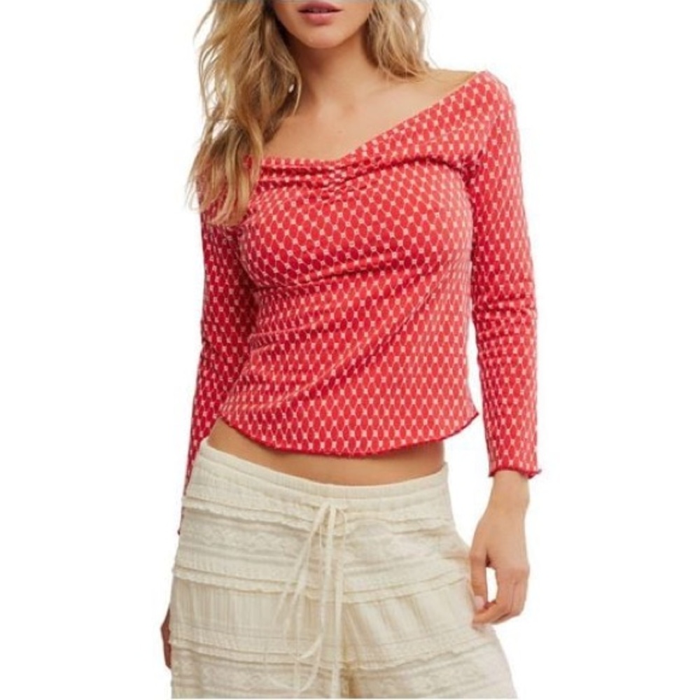 NWT Red Eyelet Free People Top